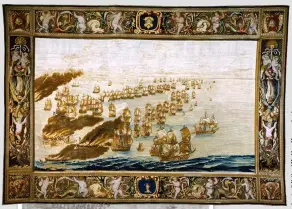  ?? ?? Commission­ed by Charles II and James, Duke of York, the Solebay Tapestry was created by two of the most sought-after marine artists of the 17th century