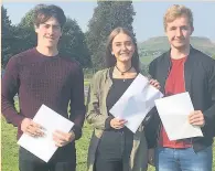  ??  ?? ●● Top performing students at Haslingden High Jack Horrocks, Laura De-ath and Alfie Hopkinson