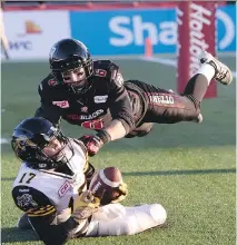  ?? SEAN KILPATRICK/THE CANADIAN PRESS FILES ?? Hamilton Tiger-Cats head coach Kent Austin says slotback Luke Tasker, seen here making a catch against the Ottawa Redblacks, is among the best receivers in the CFL.