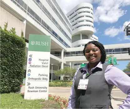  ?? MARK BROWN/SUN-TIMES ?? Corneisha Fowler’s boss at Rush University Medical Center says she has a special knack for customer service.