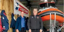  ?? PHOTO: DAVID BURROUGHS/FAIRFAX NZ ?? South Taranaki coastguard president Gary Darnell and senior crewman John Lovell spent a day searching the coast off New Plymouth for Matt Smith.