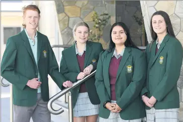  ?? Picture: PAUL CARRACHER ?? LEADERSHIP TEAM: St Brigid’s College Horsham has announced its leaders for 2022. They are, from left, vice-captains Andrew Taylor and Maggie Heinrich and captains Colby Mcdonald and Lotus Martin.