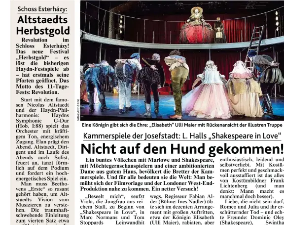  ??  ?? Eine Köni Königin gibt sich die Ehre: „ Elisabeth“Ulli Maier mit Rückenansi­cht der illustren Truppe