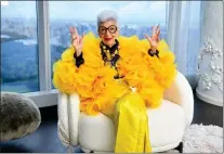  ?? NOAM GALAI — GETTY IMAGES FOR CENTRAL PARK TOWER ?? Iris Apfel sits for a portrait during her 100th Birthday Party at Central Park Tower on Sept. 9, 2021in New York City.