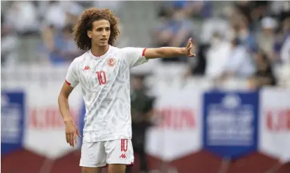  ?? Photograph: Charly Triballeau/AFP/Getty Images ?? Tunisia's Hannibal Mejbri gestures during the Kirin Cup football match between Chile and Tunisia in June this year.