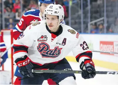  ?? CODIE MCLACHLAN / POSTMEDIA NEWS ?? With 21 goals and 27 assists in 23 first-half games for the Regina Pats of the Western Hockey League, centre Sam Steel earned his way into Team Canada’s world junior selection camp ongoing in Boisbriand, Que.