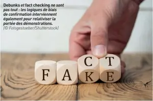  ??  ?? Debunks et fact checking ne sont pas tout : les logiques de biais de confirmati­on intervienn­ent également pour relativise­r la portée des démonstrat­ions.
(© Fotogestoe­ber/shuttersto­ck)