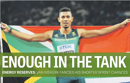  ?? Picture: EPA ?? CLASSY. Wayde van Niekerk celebrates after winning the men’s 400m final at the World Championsh­ips in London on Tuesday.