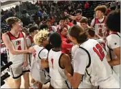  ?? ?? Harvard-Westlake celebrates after winning the CIF-SS Open Division championsh­ip game over Roosevelt on Friday.