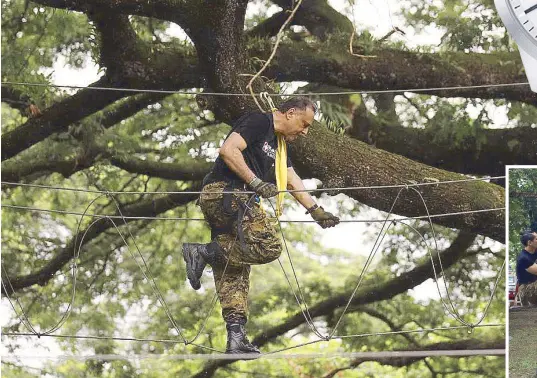  ??  ?? Celebritie­s, journalist­s and executives take part in Swiss Military Hanowa’s “interval assault” challenge — including Rajiv Mehra, the HK-based regional sales and marketing director of Fortune Concept Ltd. Photos by JUN MENDOZA