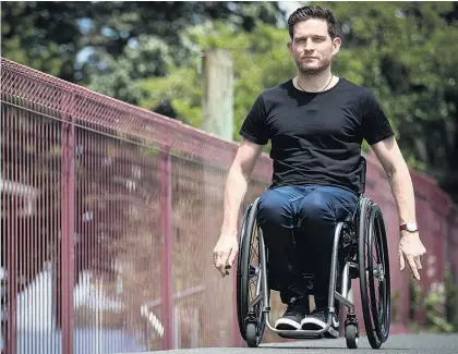  ?? Picture / Jason Oxenham ?? Wheelchair athlete Dan Buckingham is off to compete in the New York Marathon.