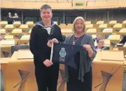  ??  ?? Delighted: MSP Linda Fabiani presented the Sea Cadets with the Burgee