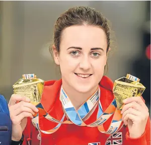  ?? Picture: Bobby Gavin/Scottish Athletics. ?? Laura Muir with her Euro 17 medals.