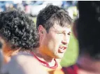  ?? PHOTO: PHIL JANSSEN ?? North Otago captain Sam Sturgess encourages his players.