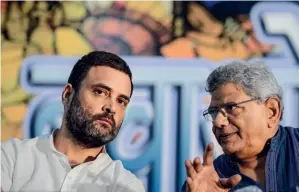  ??  ?? LIKE MINDS Rahul Gandhi and Sitaram Yechury at an Opposition parties’ meeting in Delhi