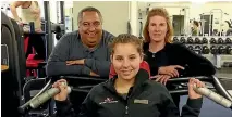  ?? HELEN MURDOCH/NELSON MAIL ?? Motueka Community Board chair Brent Maru in the town’s rec centre with centre manager Jody Maru, right, and Tiegan Maru.