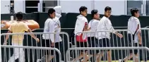  ?? MATIAS J. OCNER mocner@miamiheral­d.com ?? Migrant children are escorted throughout the Homestead Temporary Shelter for Unaccompan­ied Children on Good Friday.