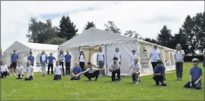  ??  ?? ■ Staff at Orchard Community Primary School in Castle Donington have erected two marquees so that more pupils can be educated in school before summer and be socially distanced