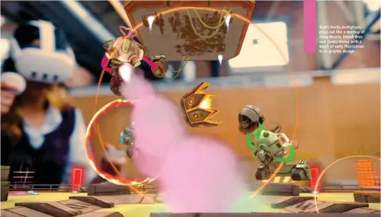  ?? ?? Bam’s hectic multiplaye­r plays out like a mashup of Gang Beasts, Smash Bros and Quake Arena, with a touch of early PlayStatio­n in its graphic design