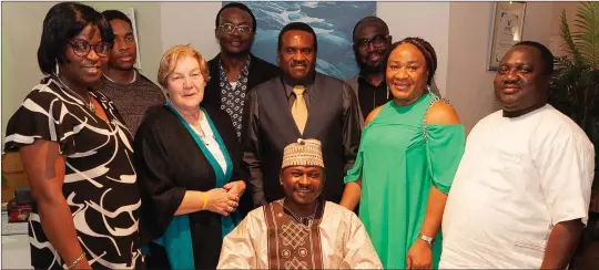  ??  ?? Elizabeth Oniwona, Aghogho Atiyota, Sr Julie Doran, Victor Oniwona, Benson Atiyota, Sherman and Fatima Kave and Fr James Ayuba with Father Yusuf Bamai.