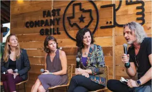  ??  ?? AT A TECH AND INNOVATION PANEL IN AUSTIN, Fastco Works’ moderator Elizabeth Mitchell (far left) discussed the office of tomorrow with (from left) Sara Sutton of Flexjobs, Donna Kimmel of Citrix, and SAP'S Martin Wezowski.