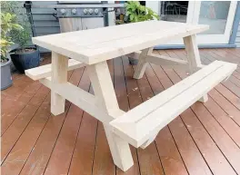  ??  ?? One of the picnic tables built by apprentice­s. For auction details visit NZCB’s Trade Me page (member search “nzcb1”) or at the following link: https:/ /www. trademe.co. nz/Members /Listings. aspx? member= 7866453