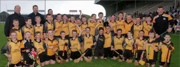  ??  ?? The Kilrush contingent in happy mood after their latest hurling success.