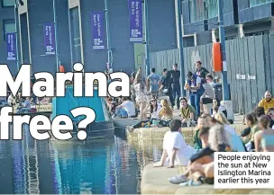  ?? ?? People enjoying the sun at New Islington Marina earlier this year