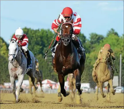  ?? CHELSEA DURAND/NYRA ?? It was Mind Control who put a spell on the field, being the upset winner of Monday’s G1Hopeful at Saratoga Race Course.