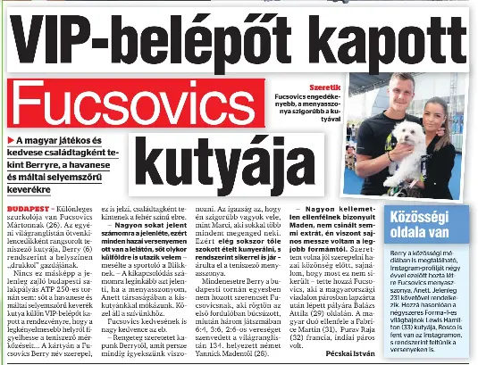 Vip Belepot Kapott Fucsovics Kutyaja Pressreader