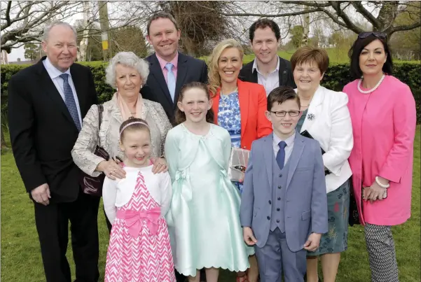  ??  ?? Aisling Goff and her family at the Confirmati­on for Kilcoole NS at St Anthony’s Church, Kilcoole.