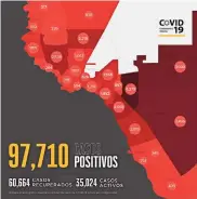  ??  ?? ESTE MAPA muestra la cantidad de casos positivos de Covid-19 actualment­e enfermos por códigos postales
