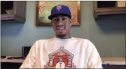  ?? ASSOCIATED PRESS PHOTO ?? In this screen grab taken from video, Francisco Lindor answers questions during a virtual news conference introducin­g him as the Mets’ new shortstop on Jan. 11.