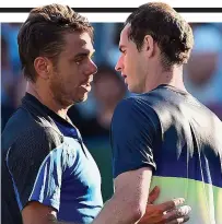  ??  ?? Old adversarie­s: Wawrinka (left) and Murray