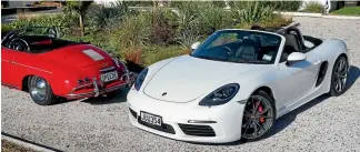  ??  ?? Two flat-four Porsche roadsters, 50 years apart: 356 Speedster and new 718 Boxster S.