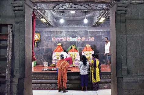  ??  ?? ( Clockwise from left) Golfa Devi temple on the Worli-koliwada stretch; Jesus on a boat in the Worli-koliwada settlement; and the temple of Goddess Mumba at Pydhonie