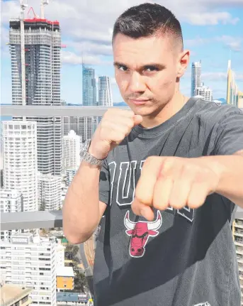  ?? ?? Tim Tszyu loves the Gold Coast but because of the state government’s draconian Covid rules he hasn’t thrown a proper punch here. Picture: Glenn Hampson