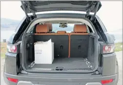  ??  ?? The 2012 Range Rover Evoque offers good luggage space with the seats in their upright position, but provides a lot more with the rear seats dropped.