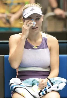  ?? Picture: AFP ?? IT’S OVER. A tearful Caroline Wozniacki bid farewell yesterday after she lost to Tunisia’s Ons Jabeur in the third round of the Australian Open in Melbourne.