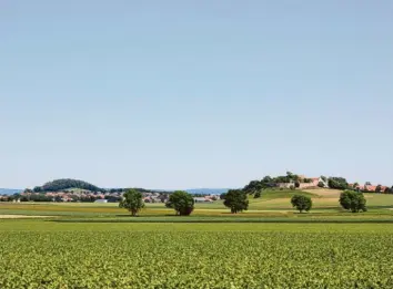  ?? Fotos: Lisa Gilz ?? Der Ort Alerheim liegt genau zwischen unserem Startpunkt (Wennenberg) und der letzten Erhöhung auf der Wanderrout­e: dem Alerheimer Burgberg.