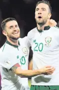  ??  ?? Winners: Shane Duffy (right) and Robbie Brady at the end