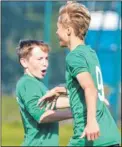  ?? FM4934624 ?? Owen Raymen, right, scored twice in Vinters Green under14s’ 6-1 win over Maidstone United Youth