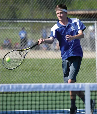  ?? Photo by Jerry Silberman / risportsph­oto.com ?? Cumberland senior No. 2 singles player Griffin Lamoureaux (pictured) and the No. 4 Clippers defeated West Warwick, 4-0, to advance to the Division II semifinals this afternoon against No. 1 Prout at Barrington High at 3.