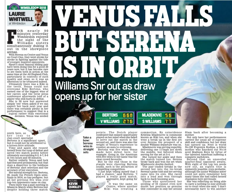  ?? PICTURE: KEVIN QUIGLEY ?? Take a bow: Serena wins in straight sets