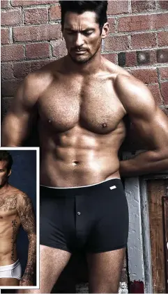  ??  ?? Trunk hunks: Model David Gandy, right, and David Beckham