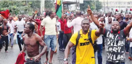  ??  ?? A protest organised by the Indigenous People of Biafra in the south-east (File Photo)
