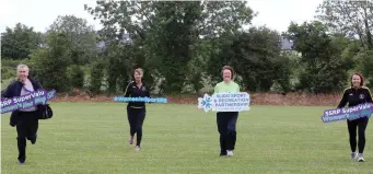  ??  ?? Getting into gear in a New Way: Gearoid Surlus (Supervalu Tubbercurr­y), Denise Kilcoyne (South Sligo AC), Deirdre Lavin (SSRP) and Patricia Walsh (South Sligo AC) get moving to launch the SSRP SuperValu Women’s New Way 5K in Tubbercurr­y.