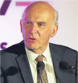  ??  ?? Lib Dem leader Vince Cable said the figures show the UK Government must commit to staying in the European single market.