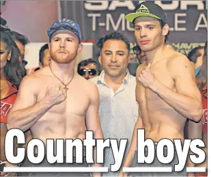  ?? Getty Images ?? PRIDE FIGHT: Saul “Canelo” Alvarez (left) and Julio Cesar Chavez Jr. will square off in Las Vegas without a title on the line Saturday night.