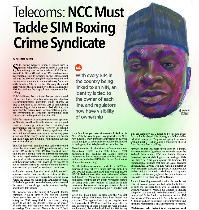 NCC Must Tackle SIM Boxing Crime Syndicate - PressReader